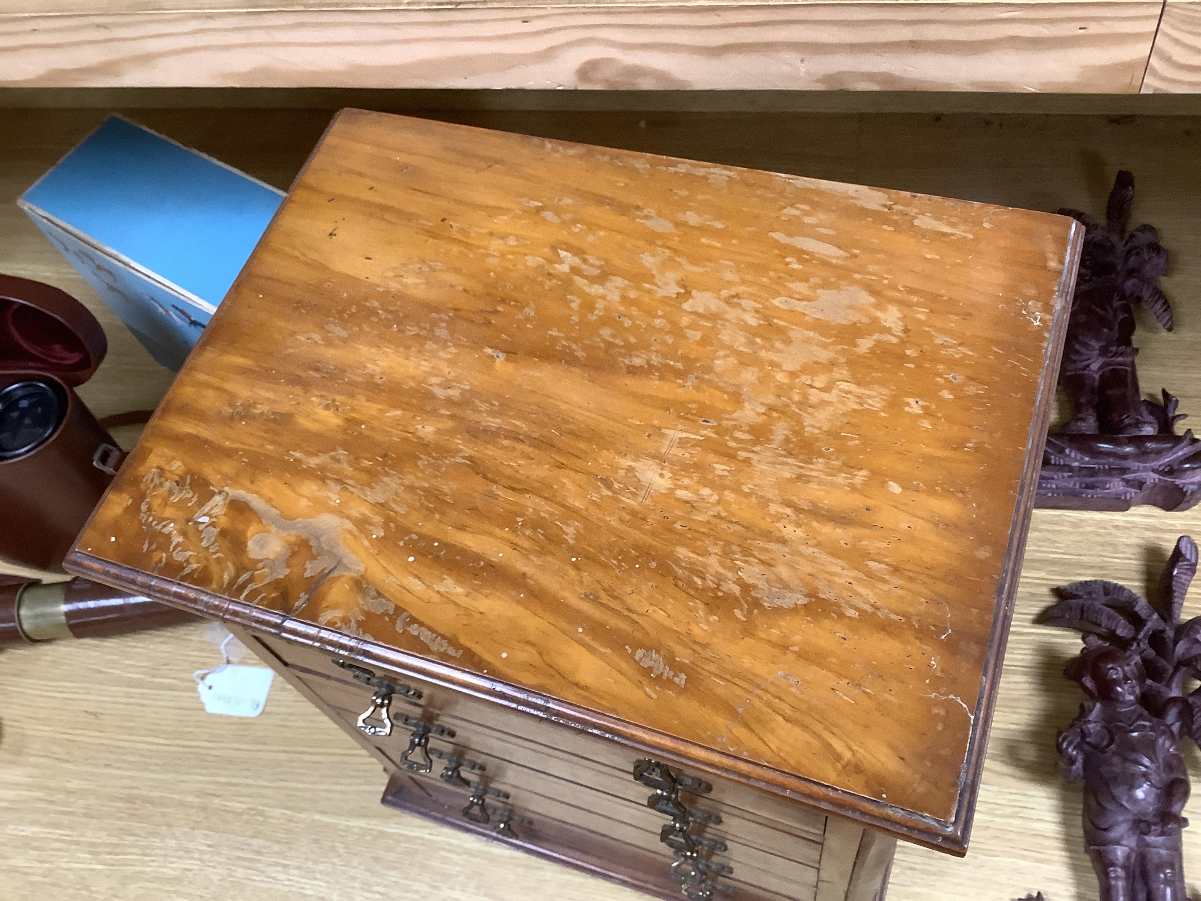 A late 19th century satin birch six drawer miniature chest of drawers, 33cm wide x 42cm high